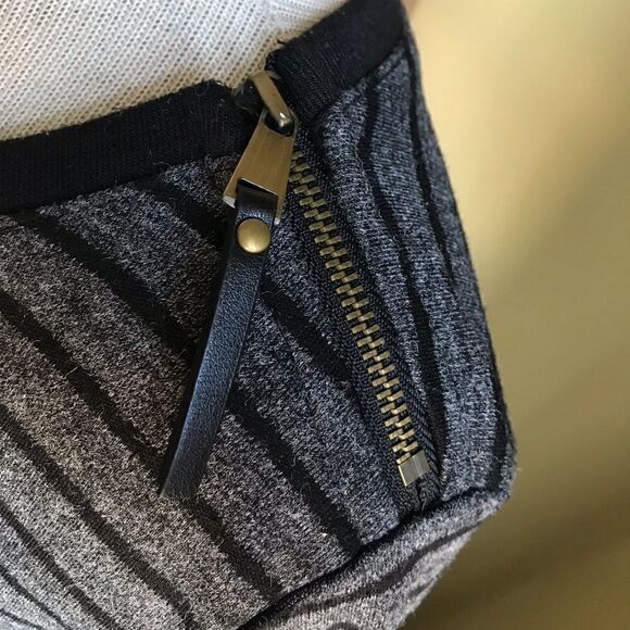 LOFT Shift Dress Grey with Black Stripes - Size M - Picture 3 of 7